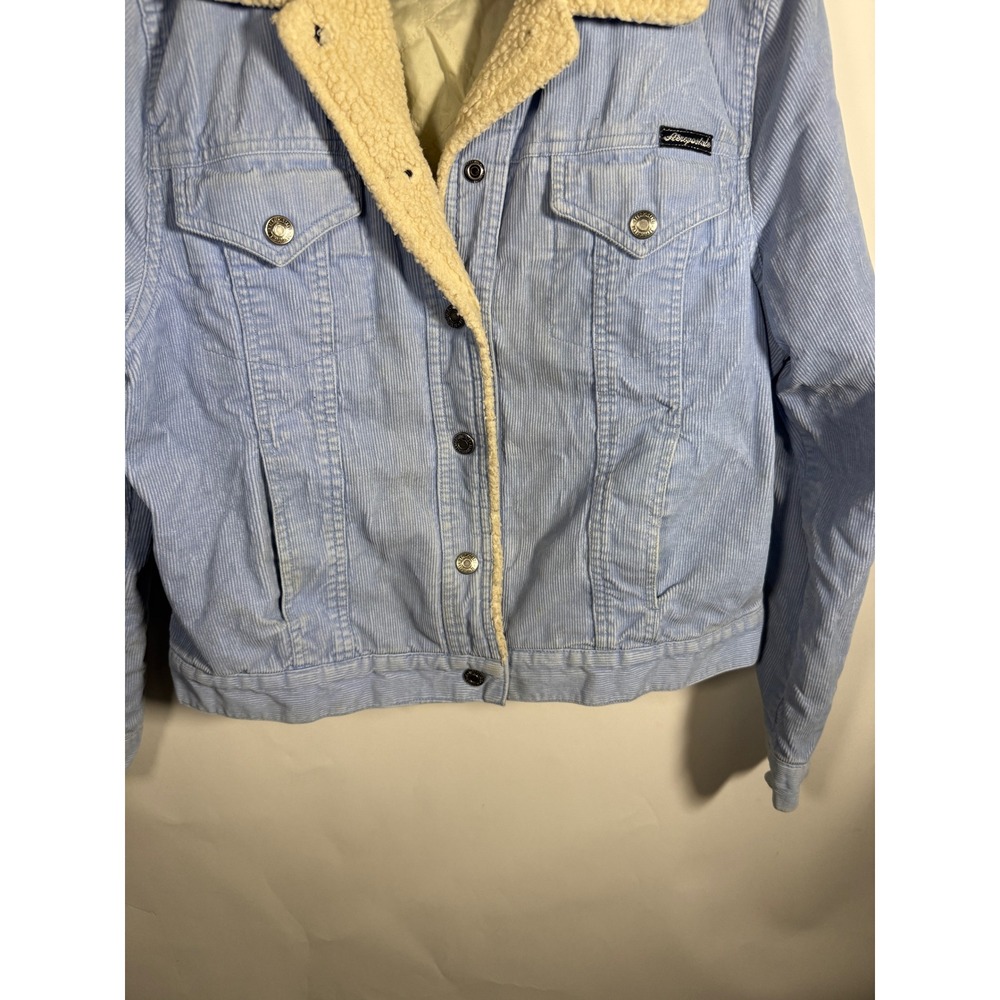 Aeropostale Womens Light Blue Corduroy Sherpa Lined Trucker Jacket Size L - Picture 3 of 8